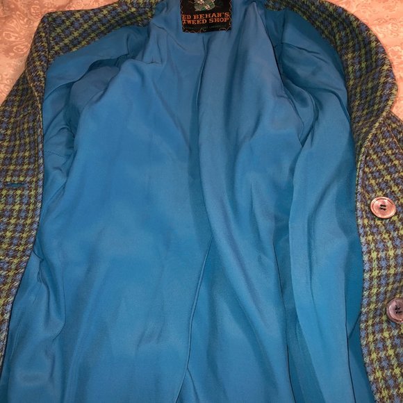 Sz M Ed Beehan's Tweed Shop Vintage 60’s 70’s Green Plaid Wool Jacket - Picture 15 of 16